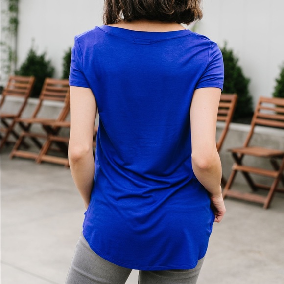 Mono B Everyday V-Neck Tee in Royal Blue - Picture 3 of 8